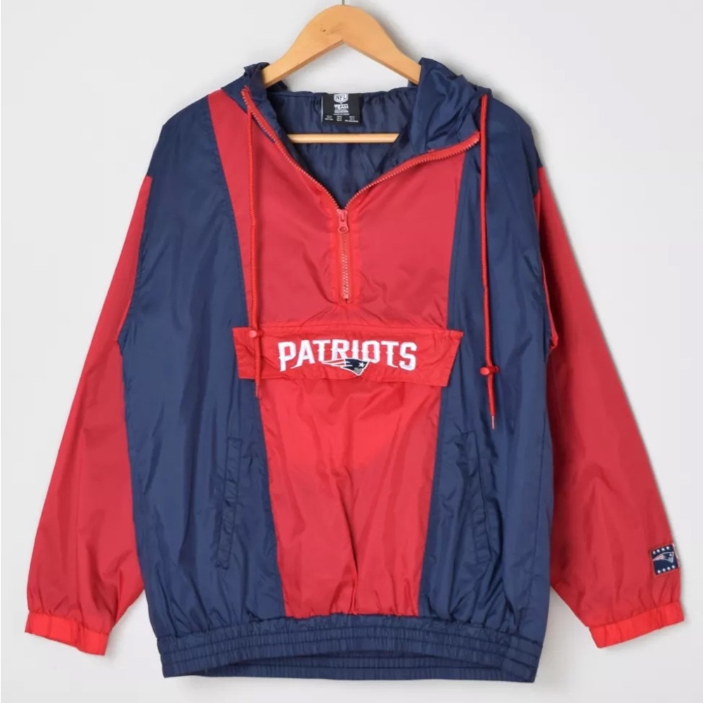 Vintage Y2K New England Patriots Windbreaker drawstring Hoodie